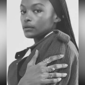 Free People silver layered statement rings